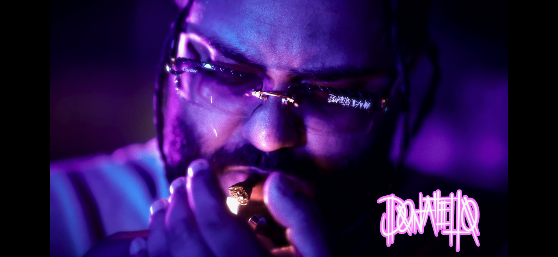 DONATELLO portrait in violet light